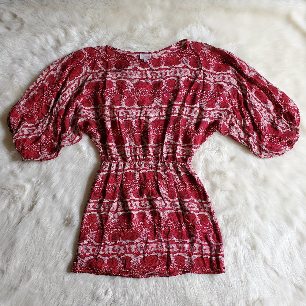 Parker Red Silk Snakeskin Print Blouson Dress Size Small - Picture 10 of 16